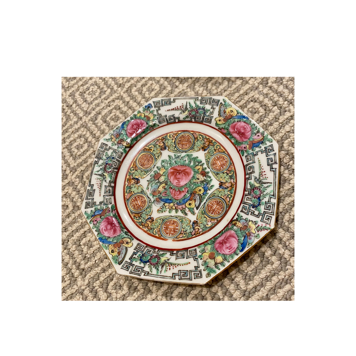 Antique Rose Medallion Octagonal Plate
