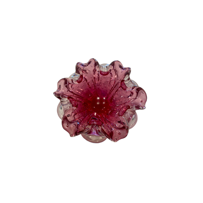 Pink Murano Ruffled Bowl - Small