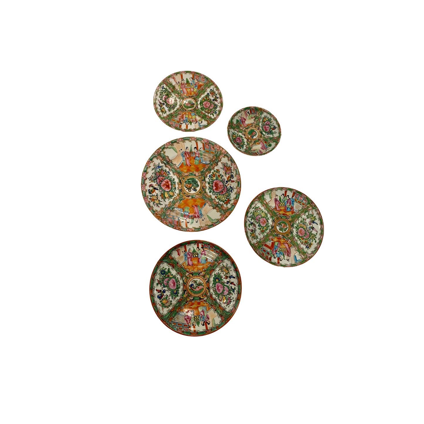 Rose Medallion Plate Wall - Set of Ten