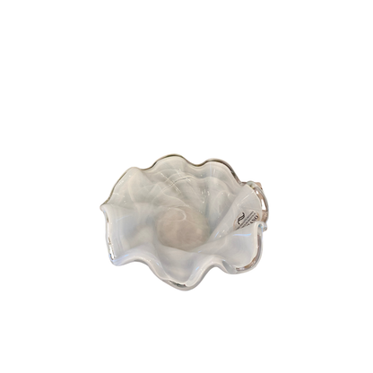 White Scalloped Murano Bowl
