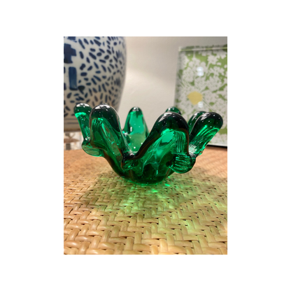Mini Scalloped Murano Green Bowl