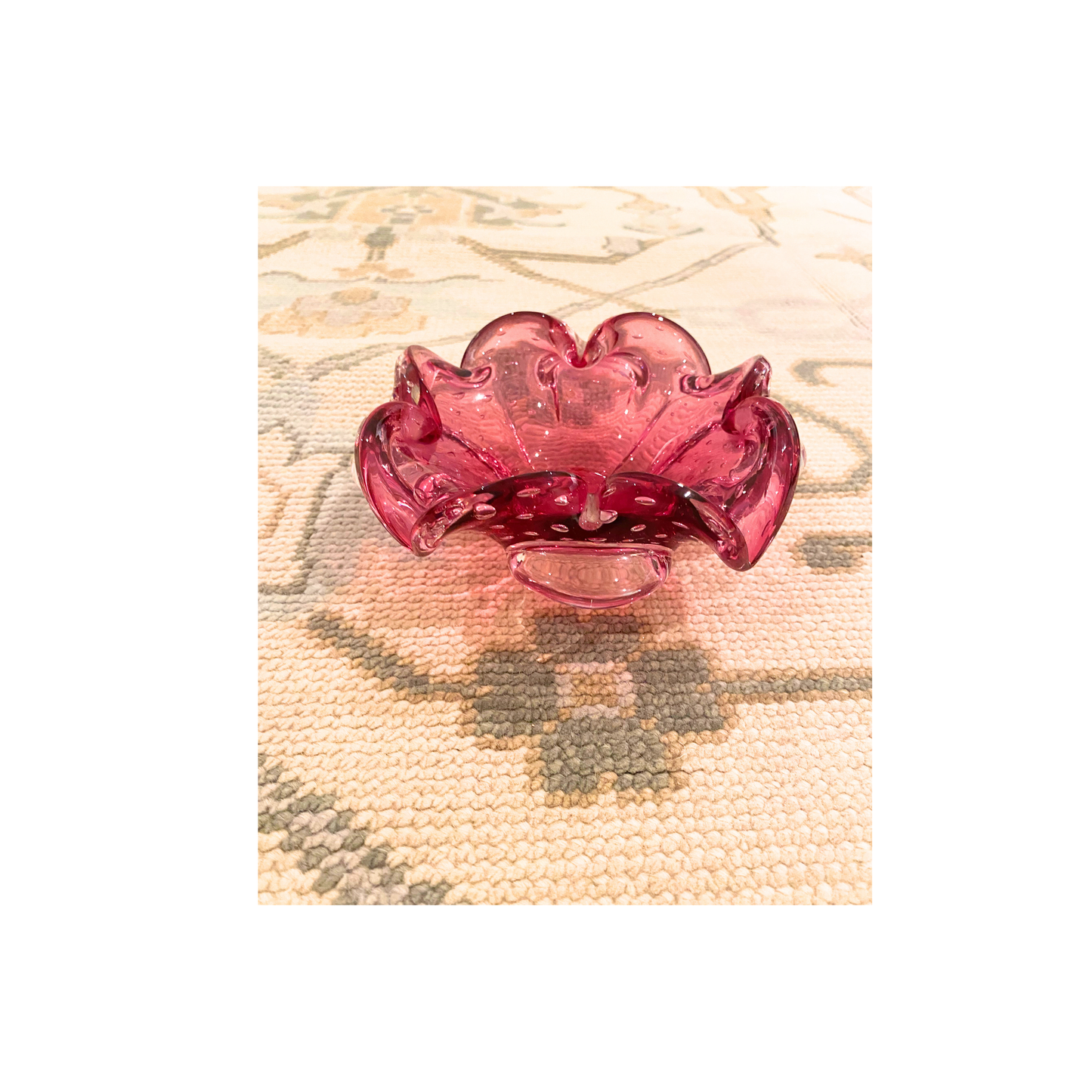 Murano Scalloped Pink Bowl - Medium