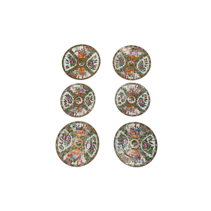 Antique Rose Medallion Plate Wall - Set of Six