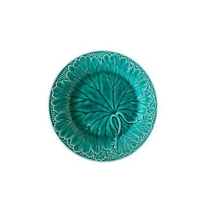 1930s Green Majolica Leaf Plate Set of Six