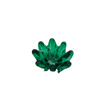 Mini Scalloped Murano Green Bowl