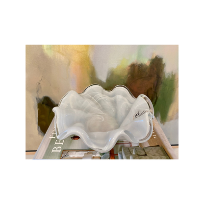White Scalloped Murano Bowl