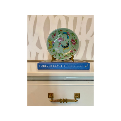 Antique Famille Rose on Celadon Plate