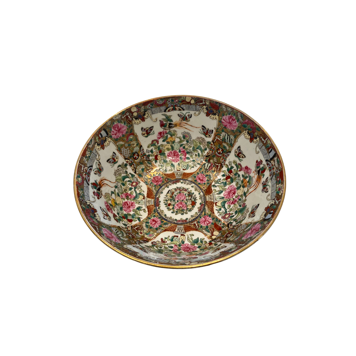 Large Vintage Rose Famille Bowl - 12"