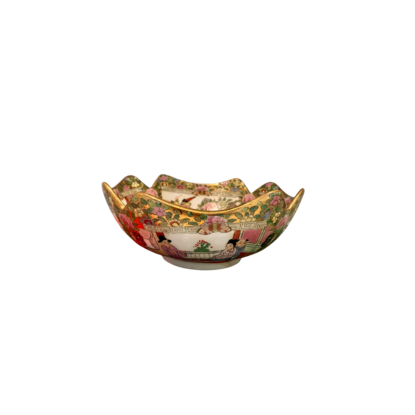 Vintage Scalloped Rose Medallion Bowl