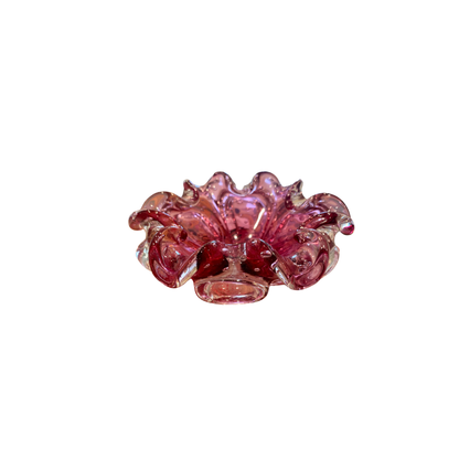 Pink Murano Ruffled Bowl - Small