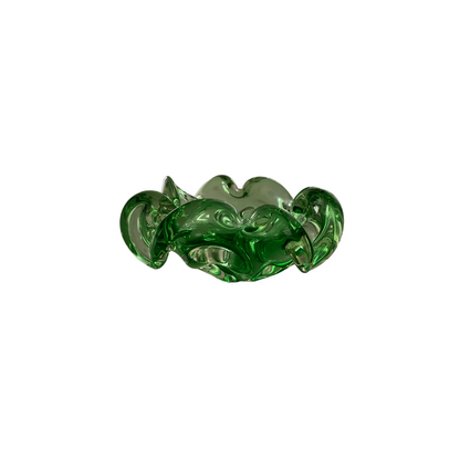 Green Scalloped Heavy Murano Bowl