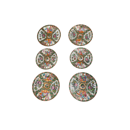 Antique Rose Medallion Plate Wall - Set of Six