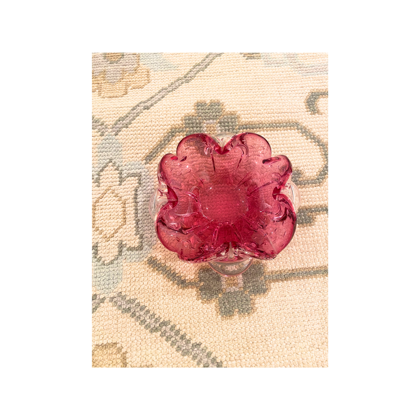 Murano Scalloped Pink Bowl - Medium