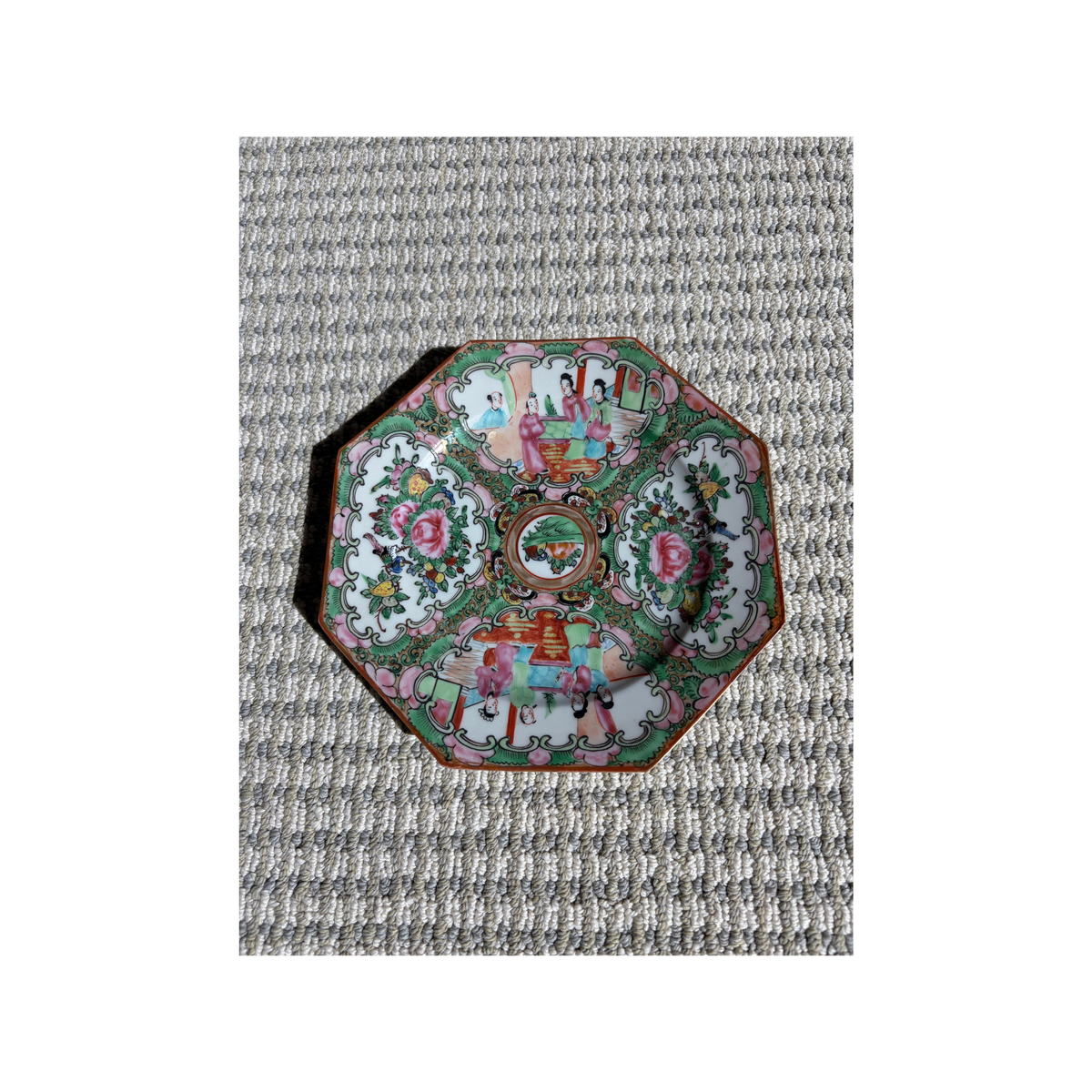 Rose Medallion Antique Octagonal Plate
