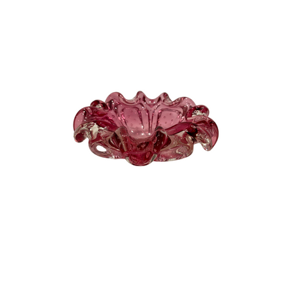 Pink Scalloped Murano Bowl