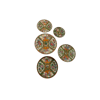Rose Medallion Plate Wall - Set of Ten