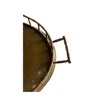 Large Brass Bamboo Oval Tray