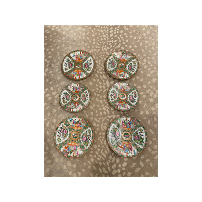 Antique Rose Medallion Plate Wall - Set of Six
