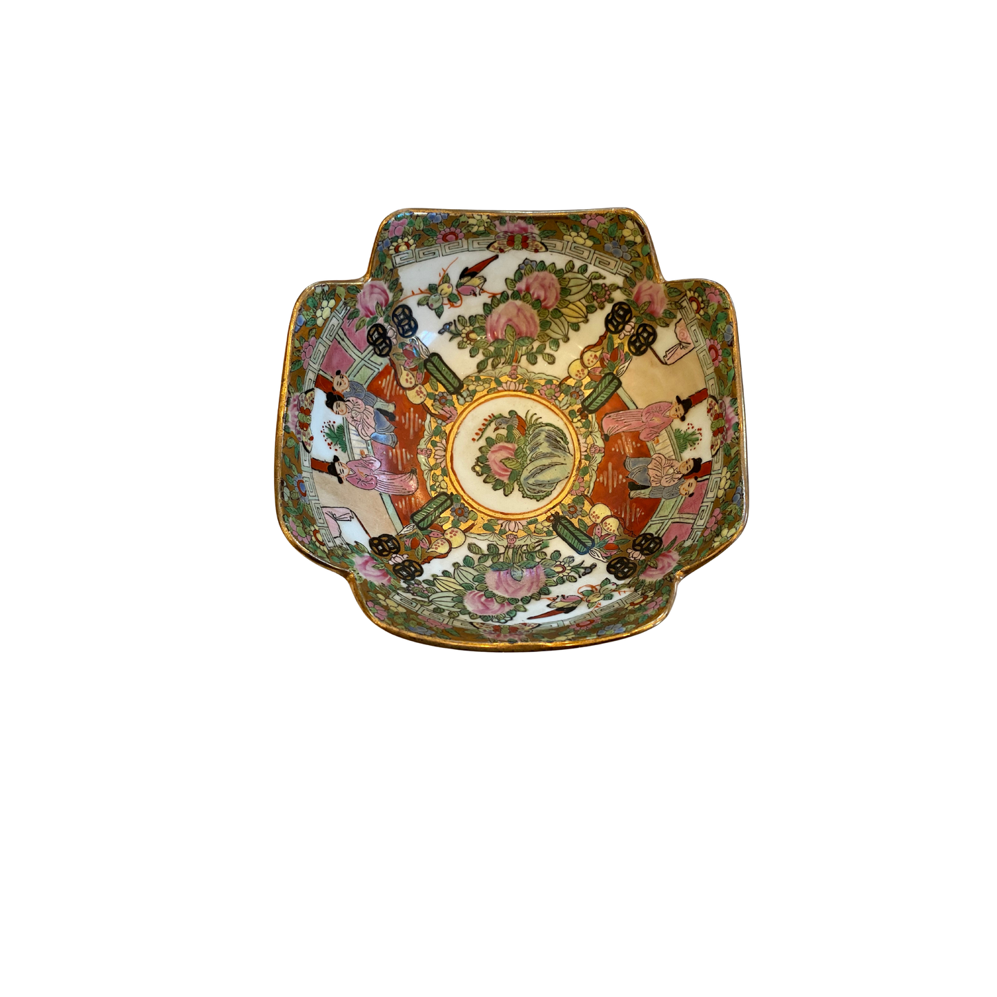 Vintage Scalloped Rose Medallion Bowl