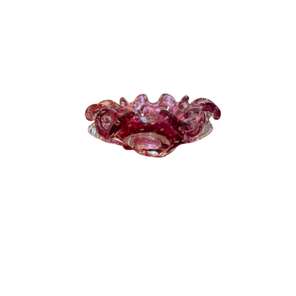 Pink Murano Ruffled Bowl - Small