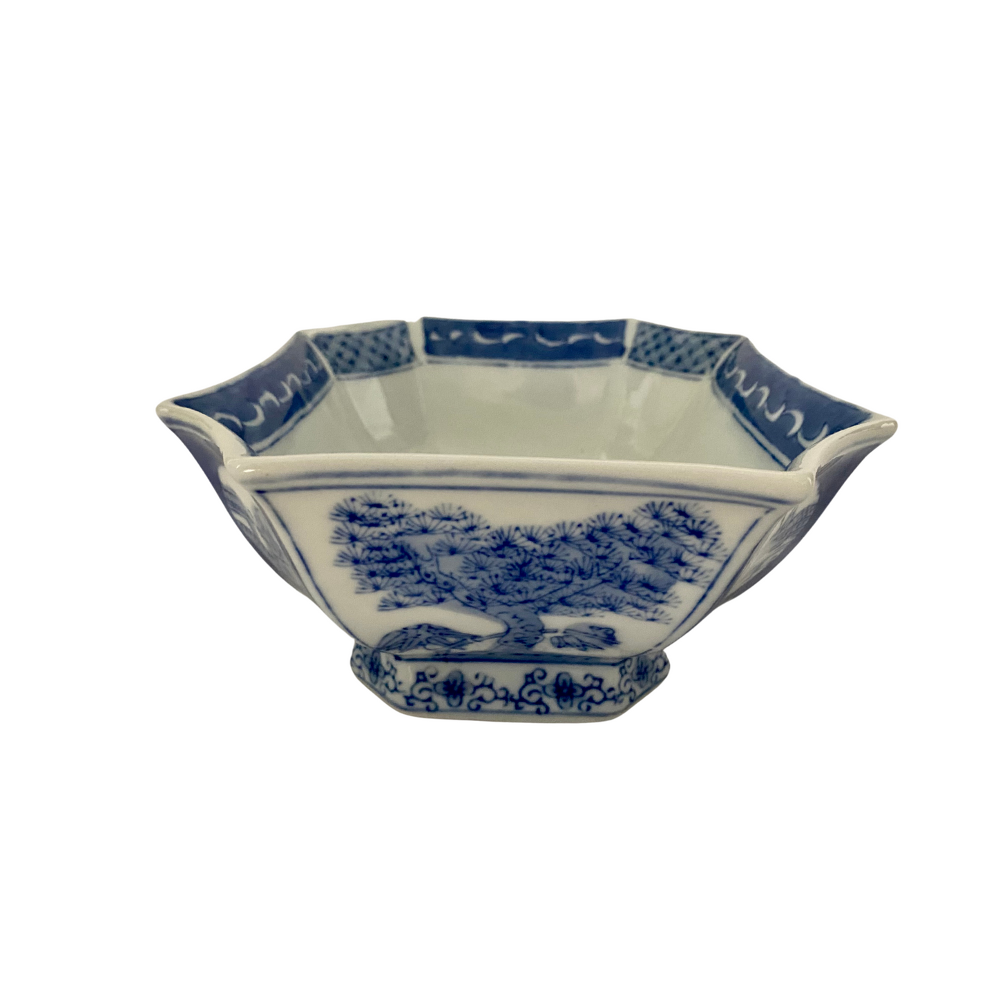 Octagonal Blue and White Bowl