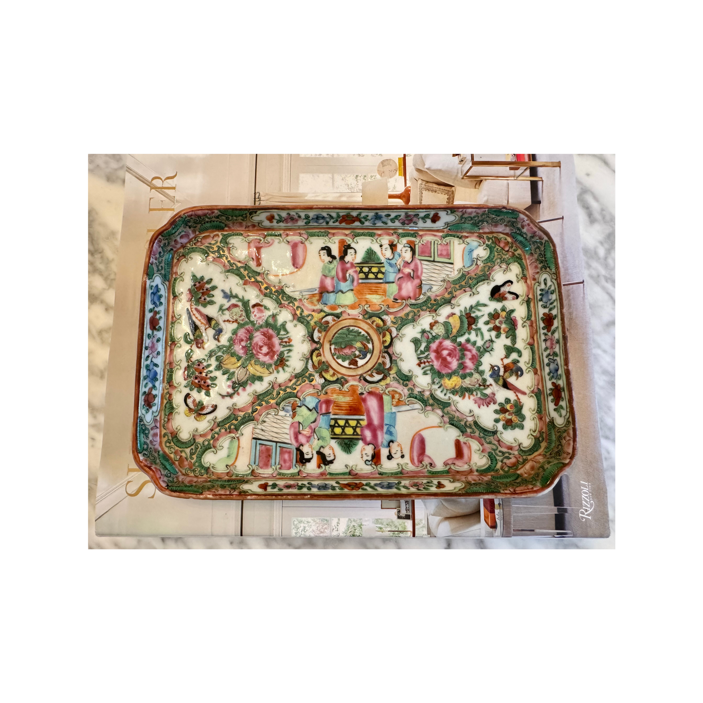 19th Century Rose Medallion Tray