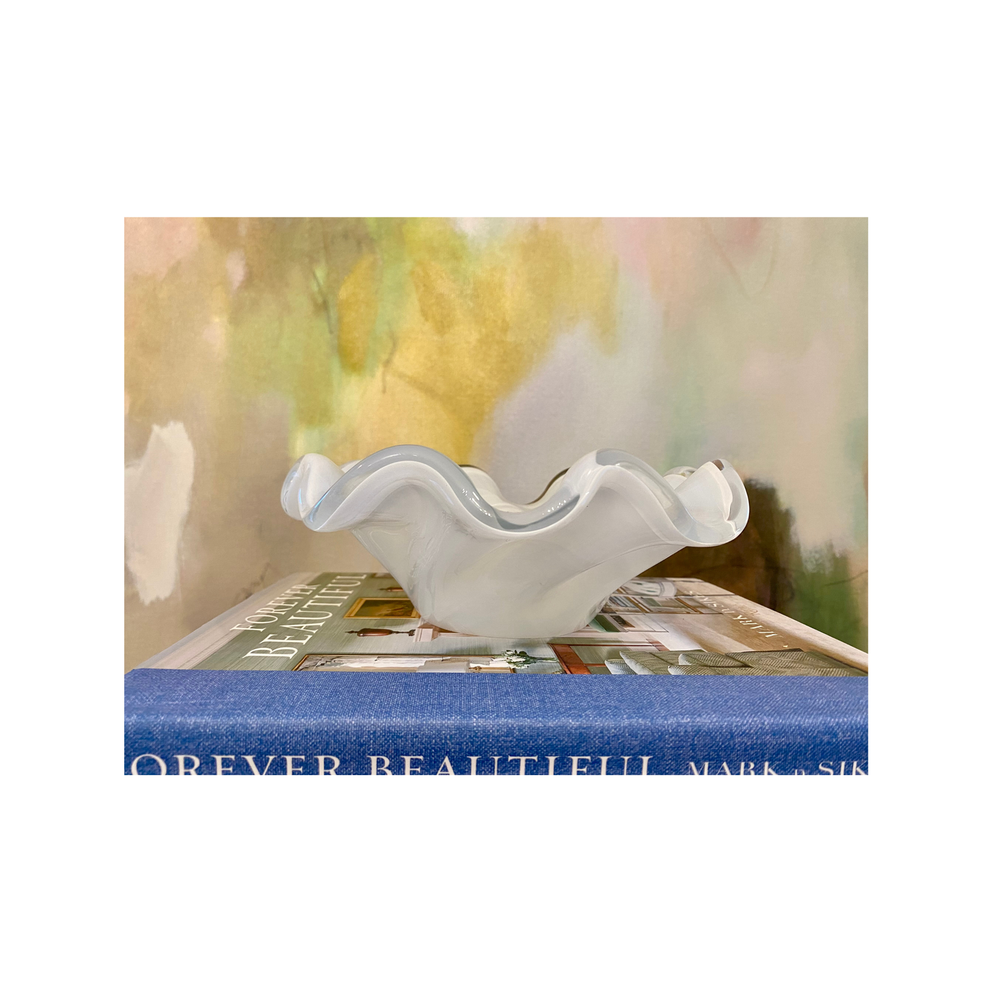 White Scalloped Murano Bowl