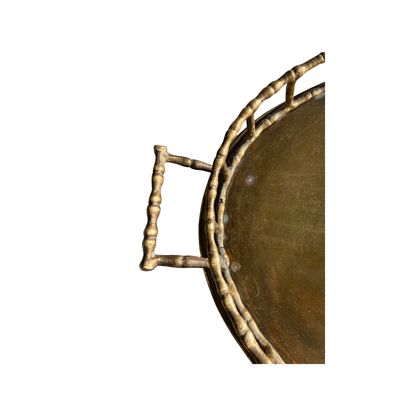 Large Brass Bamboo Oval Tray