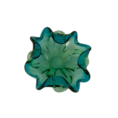 Blue and Green Murano Scalloped Bowl