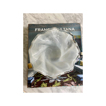 White Scalloped Murano Bowl