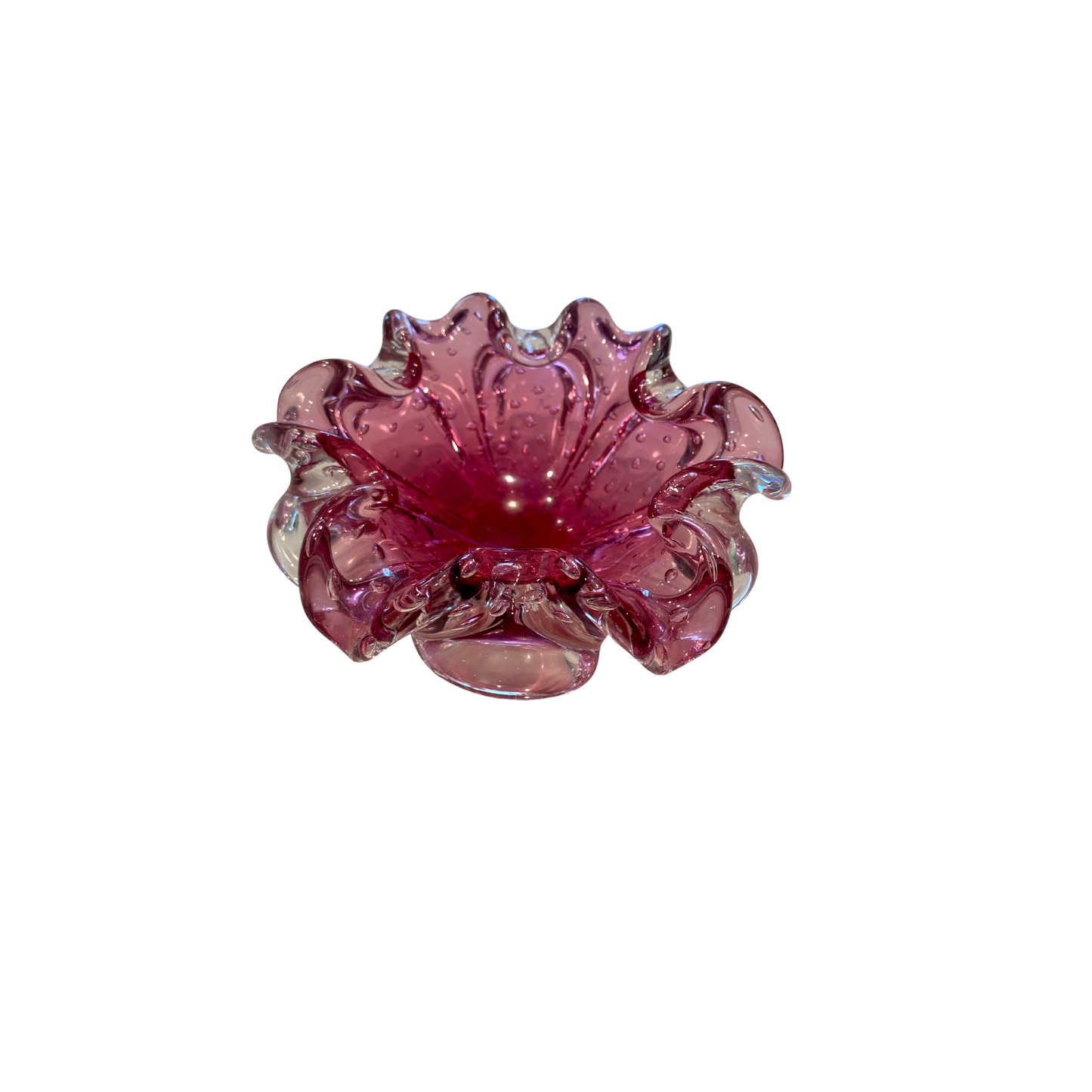 Pink Murano Ruffled Bowl - Small
