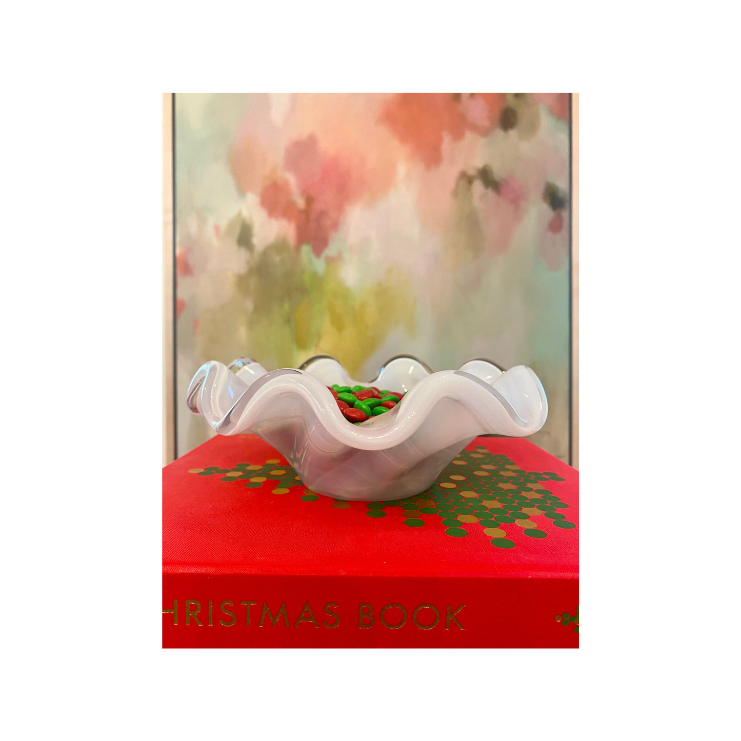 White Scalloped Murano Bowl