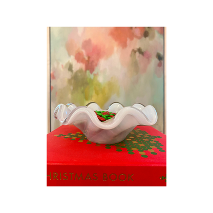 White Scalloped Murano Bowl