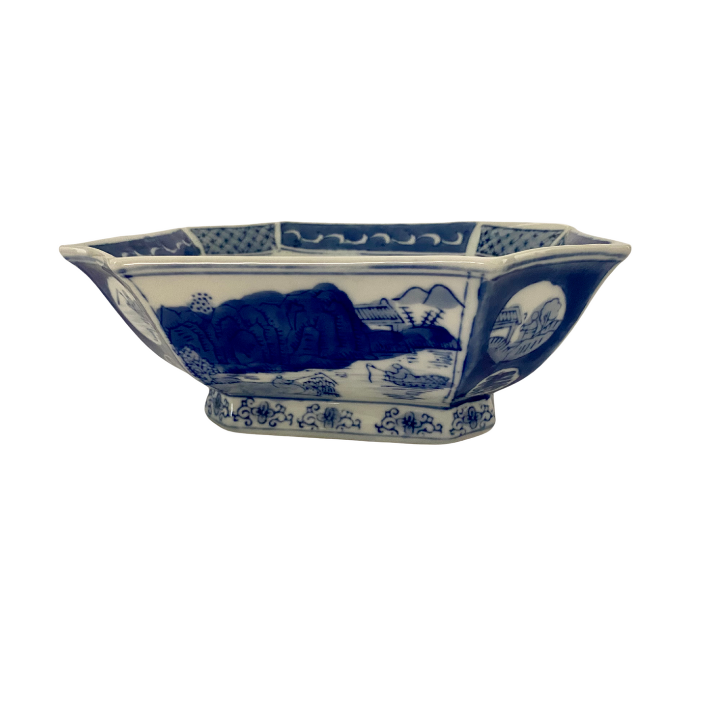 Octagonal Blue and White Bowl