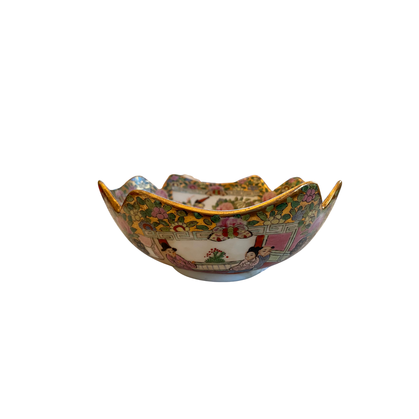 Vintage Scalloped Rose Medallion Bowl