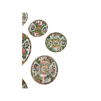 Rose Medallion Plate Wall - Set of Nine