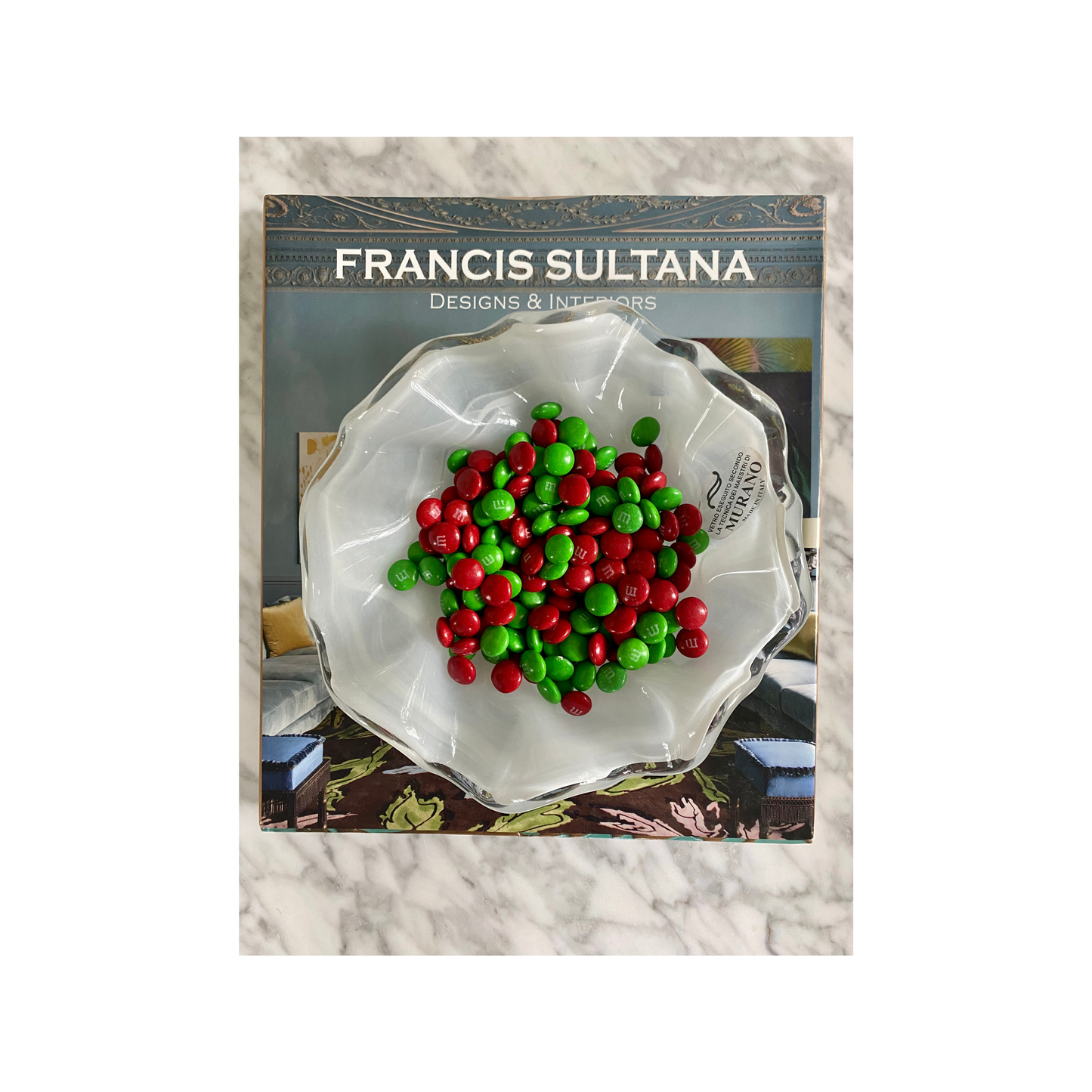 White Scalloped Murano Bowl