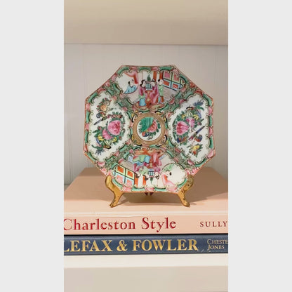 Antique 1800s Octagonal Rose Medallion Plate