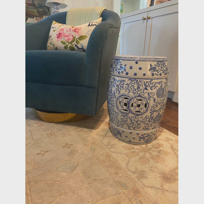 Blue and White Garden Stool