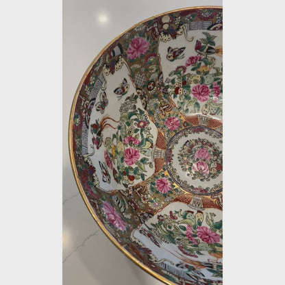 Large Vintage Rose Famille Bowl - 12"