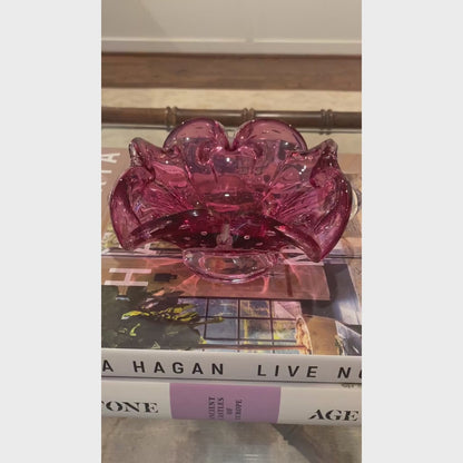 Murano Scalloped Pink Bowl - Medium