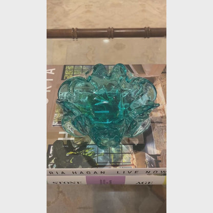 Murano Scalloped Blue Bowl - Medium