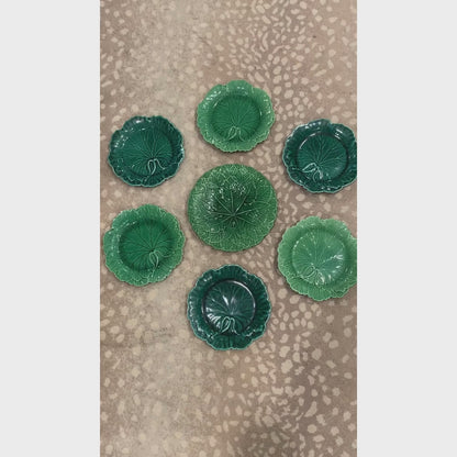 Majolica Cabbage Plate Wall - Set of Seven