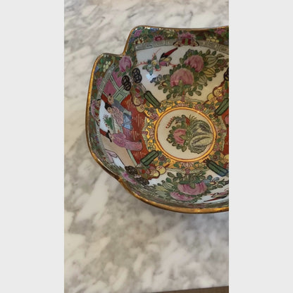 Vintage Scalloped Rose Medallion Bowl