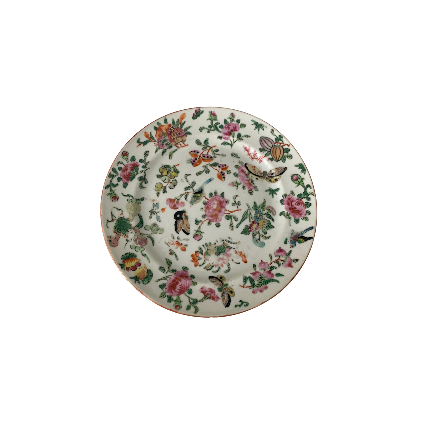 Antique Rose Famille Plate - White