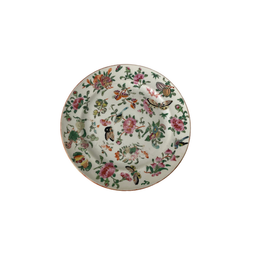 Antique Rose Famille Plate - White